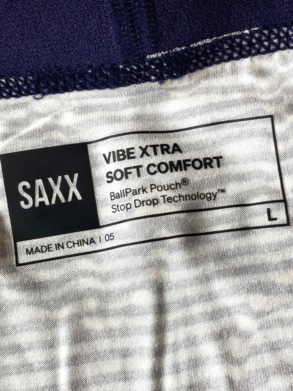 SAXX Vibe Xtra Soft Comfort Boxer Brief Mens Large L Anchor Stripe Blue NWT